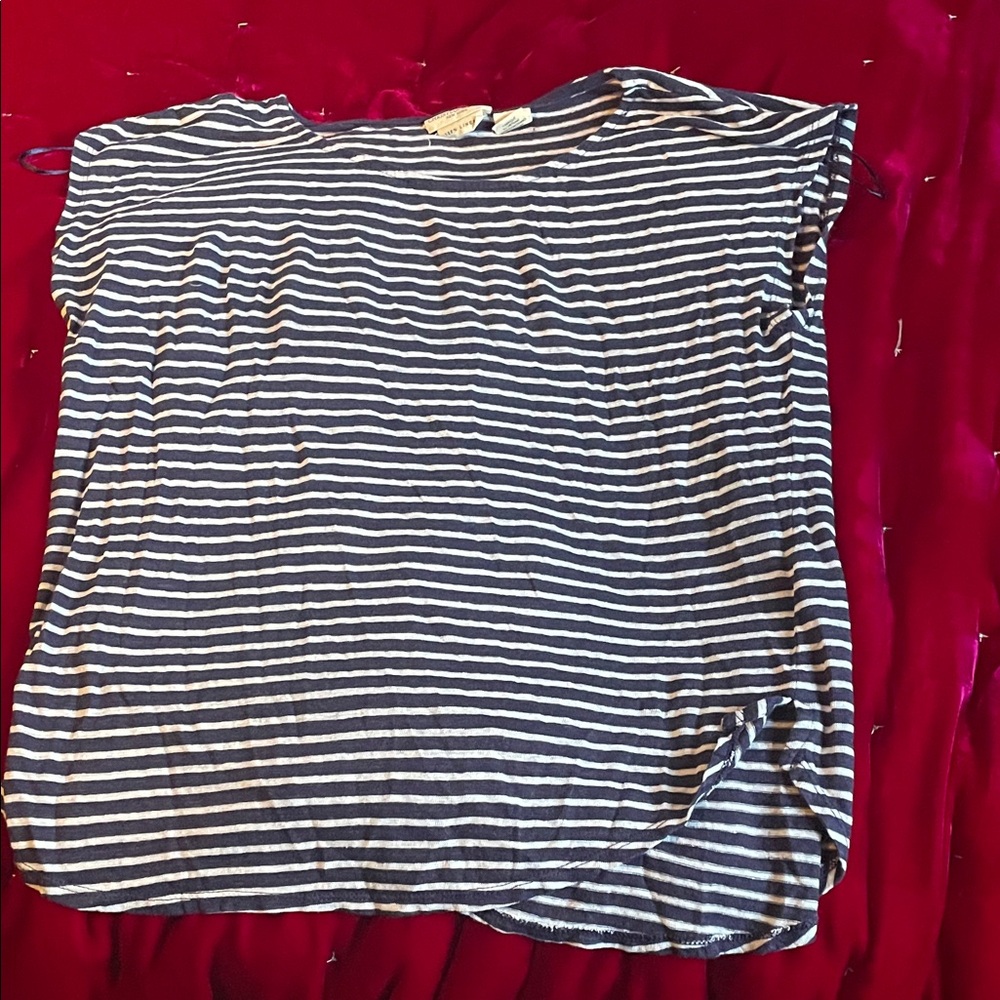 Christian Siriano Navy and White Striped Tee